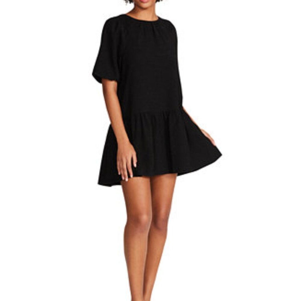 Women's Abrah Textured Puff-Sleeve A-Line Dress (S)